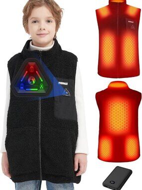 Lightweight Heated Fleece Vest for Kids - Boys & Girls, 2025 Upgrade